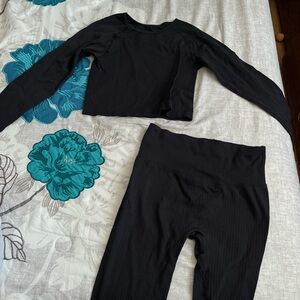 Black Ribbed Bottoms Set